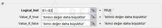 Excel if fonksiyonu değerleri