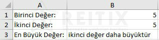 Excel if fonksiyonu örneği