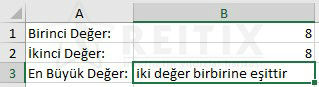 Excel if eşittir