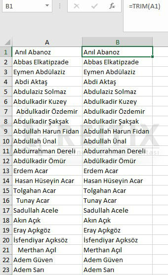 excel trim function