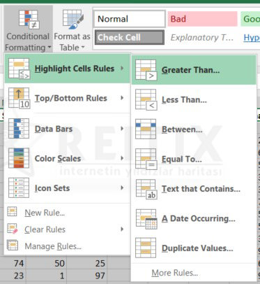 Excel Conditional Formatting ribbon