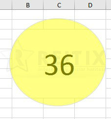 excel daire içinde yazı