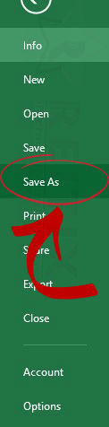 excel save as
