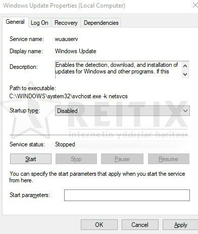 windows 10 service startup type disable
