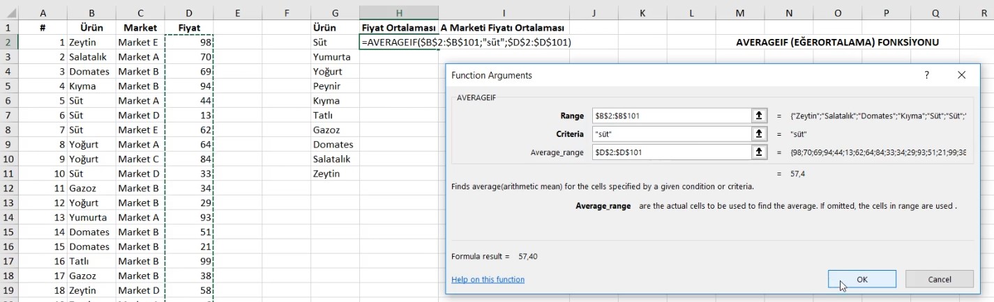 excel averageif