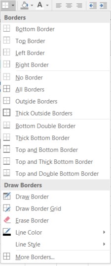 excel borders