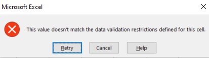 excel data validation