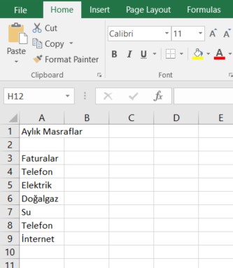 excel font değiştirmek