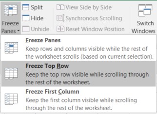 excel freeze panes