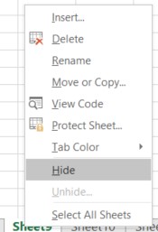 excel hide worksheet