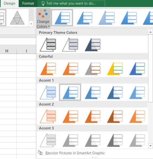 excel pyramid colors