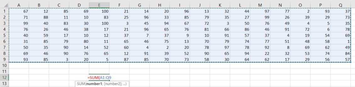 excel sum function