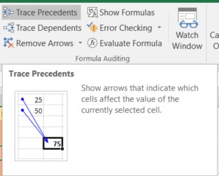 excel trace precedents