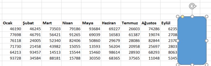 excel yuvarlak köşeli dikdörtgen