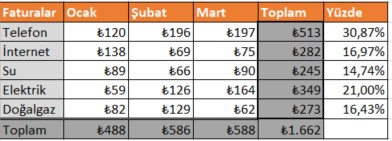 excel yüzde olarak biçimlendirmek