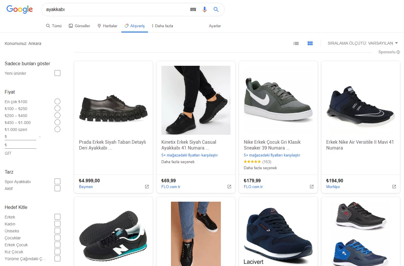 google alışveriş ayakkabı