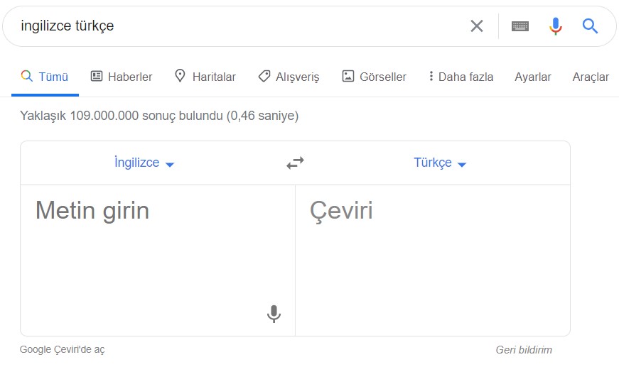 google çeviri aracı