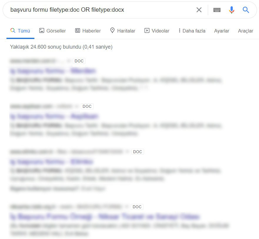google word dosyaları araması