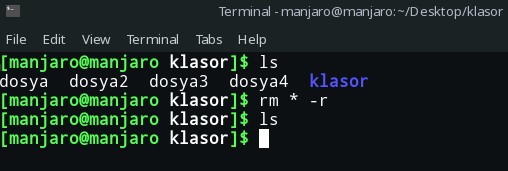 linux terminal remove all files