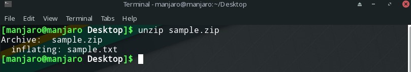 linux unzip from terminal