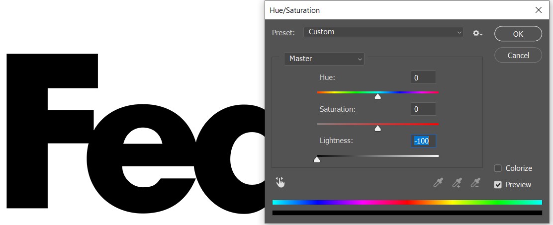 photoshop hue saturation black