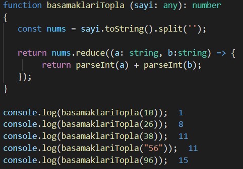 typescript basamak toplamı