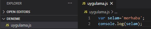 vs code node.js project