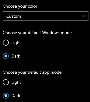 windows dark mode