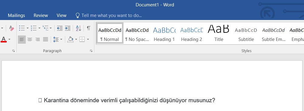 word check işareti