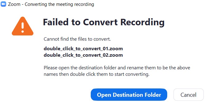 zoom failed to convert recording