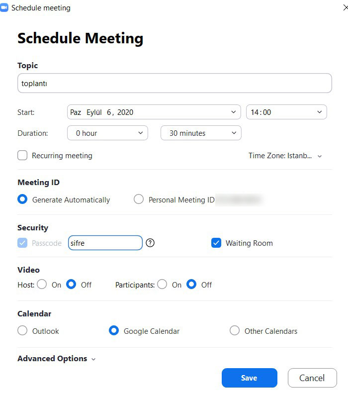 zoom toplantı zamanlamak